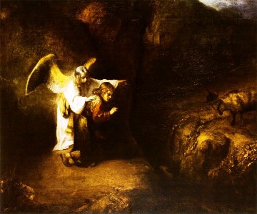 A painting of an angel comforting Daniel.